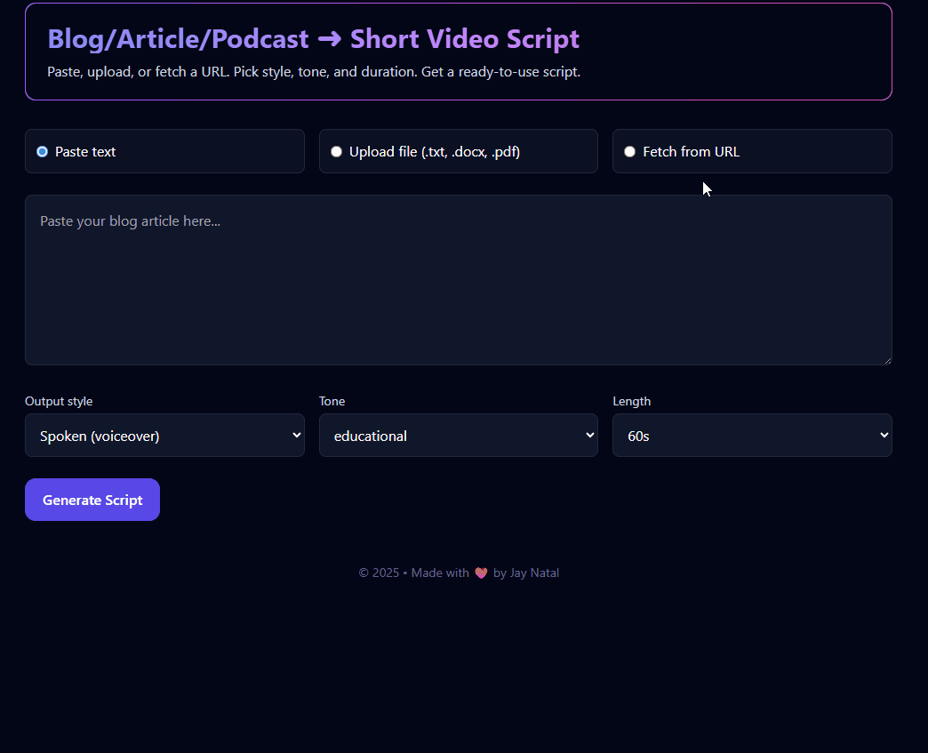 AI Article → Video Script